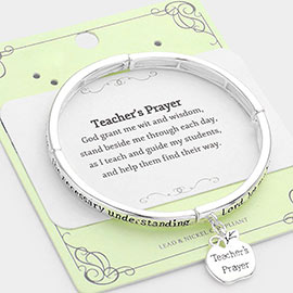 Teacher's Prayer Apple Charm Stretch Bracelet