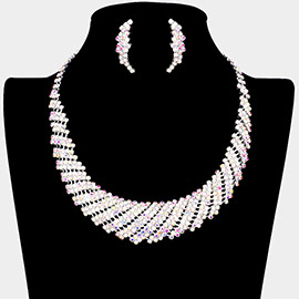 Crystal Rhinestone Round Collar Necklace