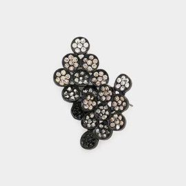 Flower Rhinestone Paved Kite Stud Earrings