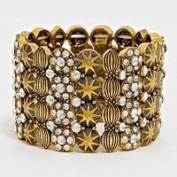 Crystal Bubble Metal Bangle Stretch Bracelet