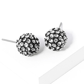 Rhinestone Pave Disco Ball Stud Earrings