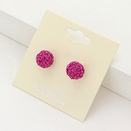 Rhinestone Pave Disco Ball Stud Earrings