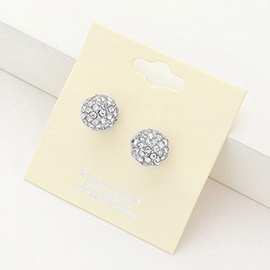 Rhinestone Pave Disco Ball Stud Earrings