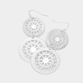 Metal Double Wheel Drop Earrings