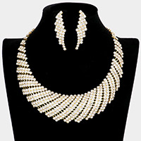 Rhinestone Tornado Collar Bib Necklace