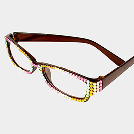 Crystal Pave Rectangular Reading Glasses