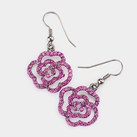 Genuine Crystal Rose Dangle Earrings