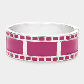 Film Pattern Enamel Hinged Bracelet