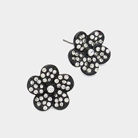 Rhinestone Pave Flower Stud Earrings