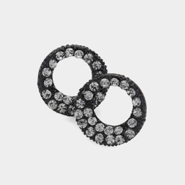 Crystal Paved Circle Stud Earrings