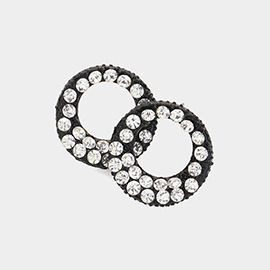 Crystal Paved Circle Stud Earrings