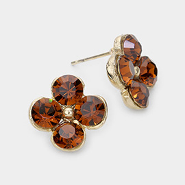 Genuine Crystal Clover Stud Earrings