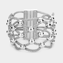 Lattice Metal Mesh Ball Magnetic Bracelet