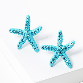 Crystal Paved Starfish Stud Earrings