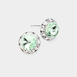 Rivoli Cut Genuine Crystal Round Stud Earrings