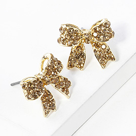 Pave bow stud earrings