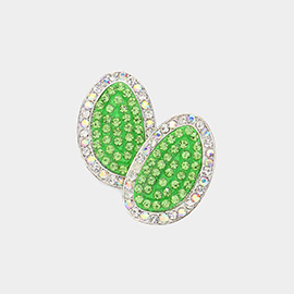 Rhinestone Paved Abstract Oval Stud Earrings