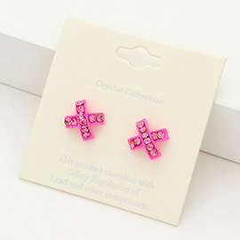 Rhinestone Embellished Crisscross Stud Earrings