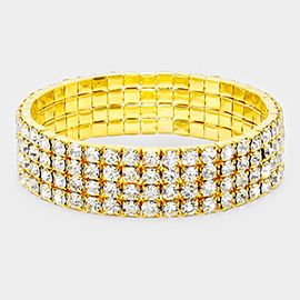 4-ROW Rhinestone Stretch Evening Bracelet