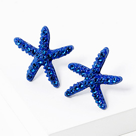 Crystal Paved Starfish Stud Earrings