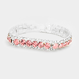 Round Crystal Rhinestone Trim Evening Bracelet