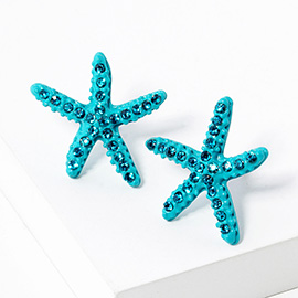 Crystal Paved Starfish Stud Earrings