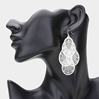 Filigree Leaf Cluster Silhouette Drop Earrings