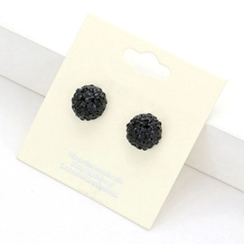 Crystal Paved Round Dome Stud Earrings