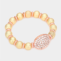 Textured Metal Ball Beaded Stretch Bracelet