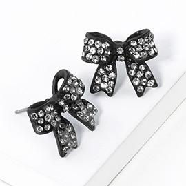 Pave bow stud earrings