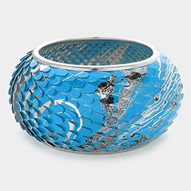 Painted Metal Fish Scale Bangle Bracelet