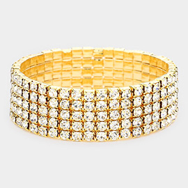 5-Row Crystal Rhinestone Stretchable Bracelet