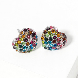 Crystal Pave Heart Stud Earrings