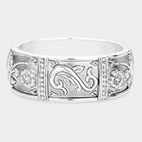 FLORAL FILIGREE ETCHED HINGED BRACELET