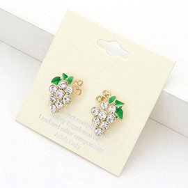 Crystal Enamel Grape Stud Earrings