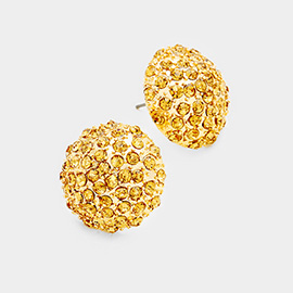 Rhinestone Embellished Dome Stud Earrings