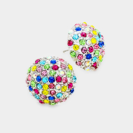 Rhinestone Embellished Dome Stud Earrings