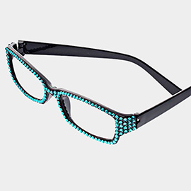 Crystal Pave Rectangular Reading Glasses