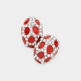 Patterned Crystal Enamel Oval Stud Earrings