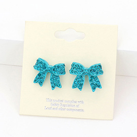 Pave bow stud earrings