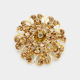 Floral Heart Crystal Rhinestone Brooch