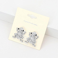 Crystal Pave Frog Stud Earrings