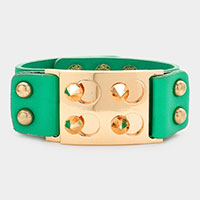 Spike Cone Studded Faux Leather Bracelet