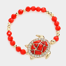 Enamel Turtle Beaded Stretch Bracelet