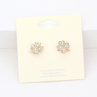 Crystal Pave Clover Stud Earrings