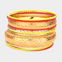 12PCS - Mixed Floral Pattern Bangle Bracelet