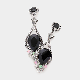 Crystal rhinestone teardrop evening earrings