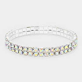 2-ROW Rhinestone Stretch Evening Bracelet