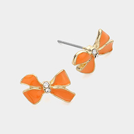 Enamel Bow Stud Earrings