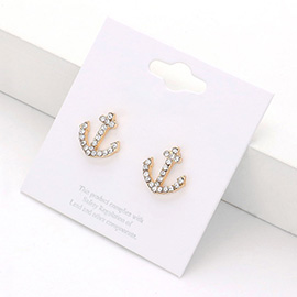 Crystal Pave Anchor Stud Earrings